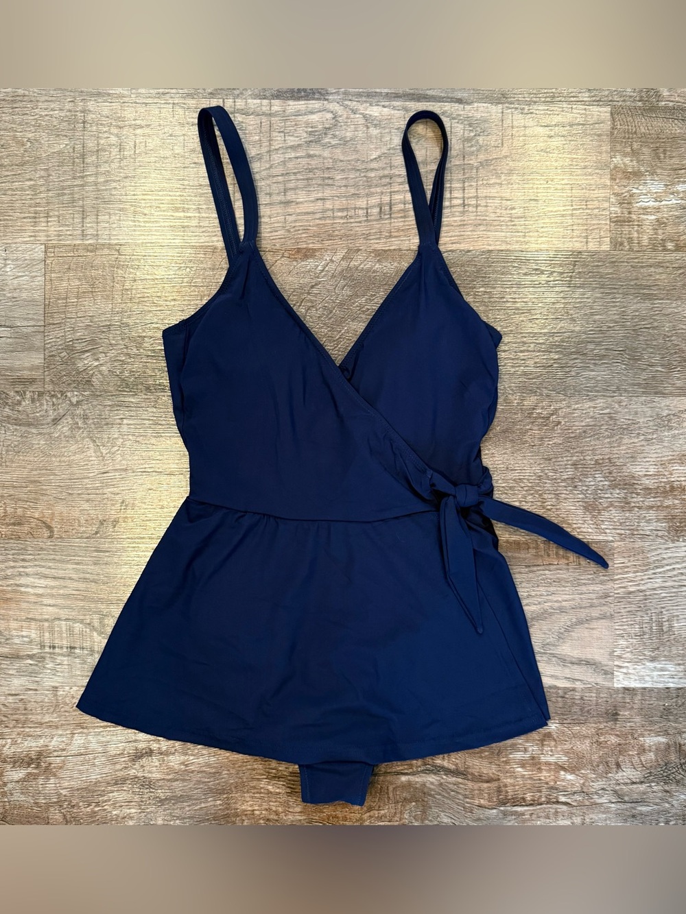 Profile by Gottex Navy Blue Tutti Frutti V Neck Skirted One Piece Swim Dress 10